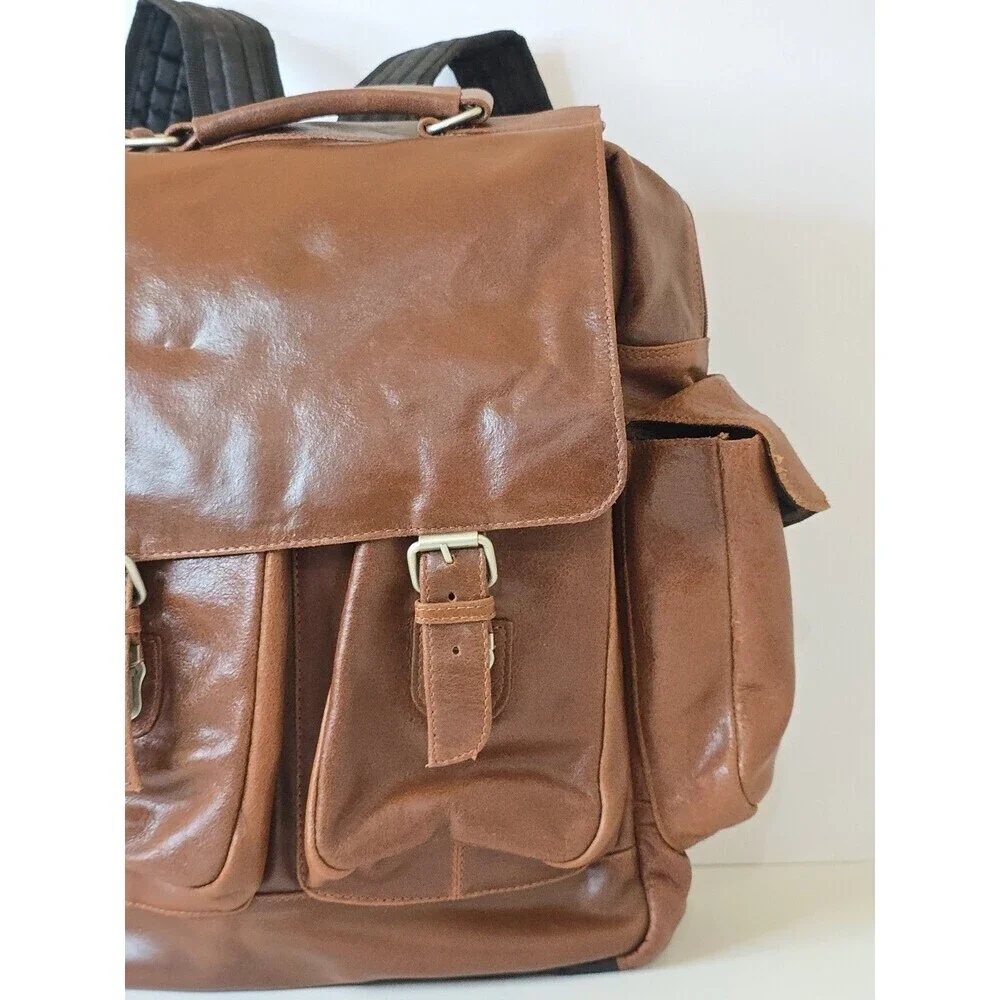 Wilson Leather Brown Backpack Rucksack Multi Pocket Laptop Travel Bag